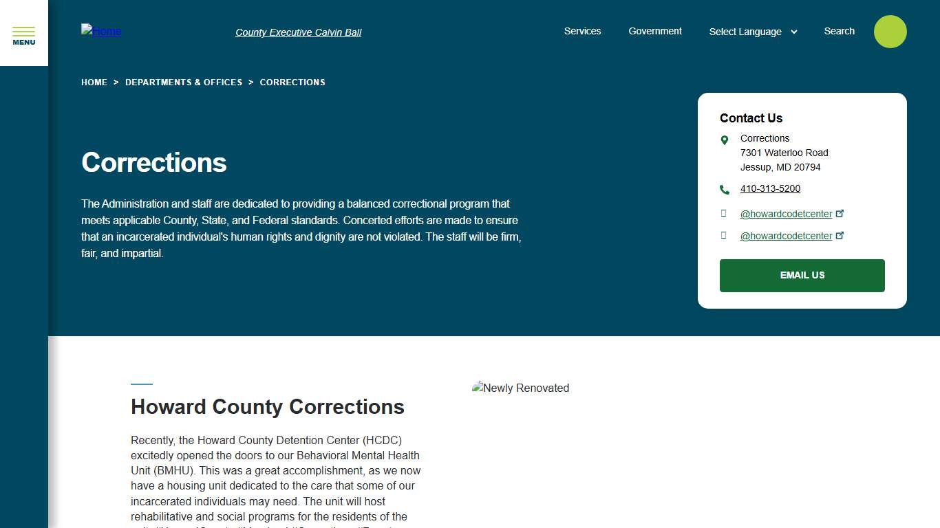 Corrections Howard County